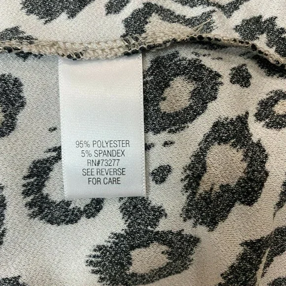 Dana Buchman Dress M Leopard Floral 3/4 Bell Sleeve Beige Tan Purple - Picture 9 of 11